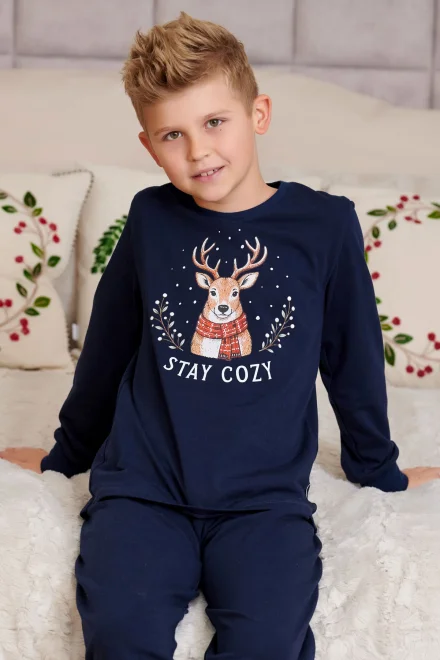 Chlapecké pyžamo Oh Deer - bavlna - Tmavě modrá