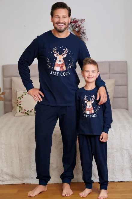 Chlapecké pyžamo Oh Deer - bavlna - Tmavě modrá