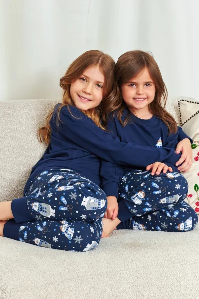DARBLU Dětské pyžamo 7339 - bavlna - Tmavě modrá