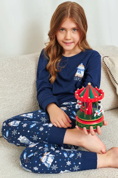 DARBLU Dětské pyžamo 7339 - bavlna - Tmavě modrá