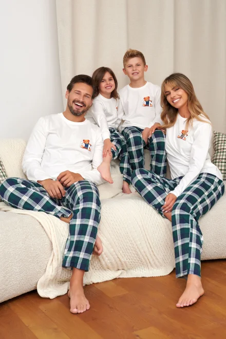 Dětské pyžamo Teddy - bavlna - Bílo-zelená