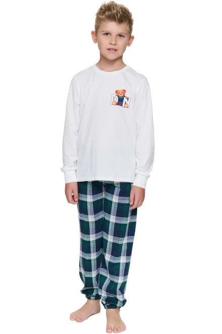 Dětské pyžamo Teddy - bavlna - Bílo-zelená