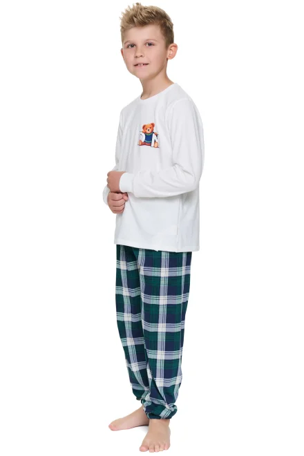 Dětské pyžamo Teddy - bavlna - Bílo-zelená