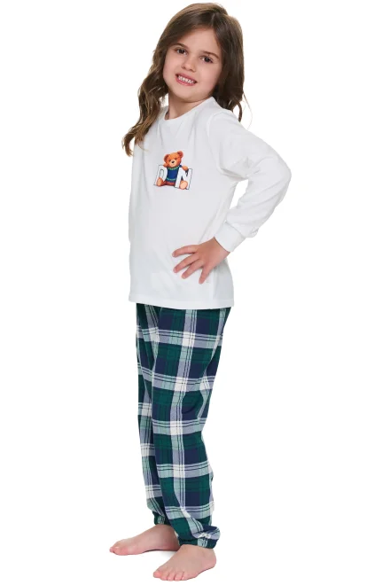 Dětské pyžamo Teddy - bavlna - Bílo-zelená
