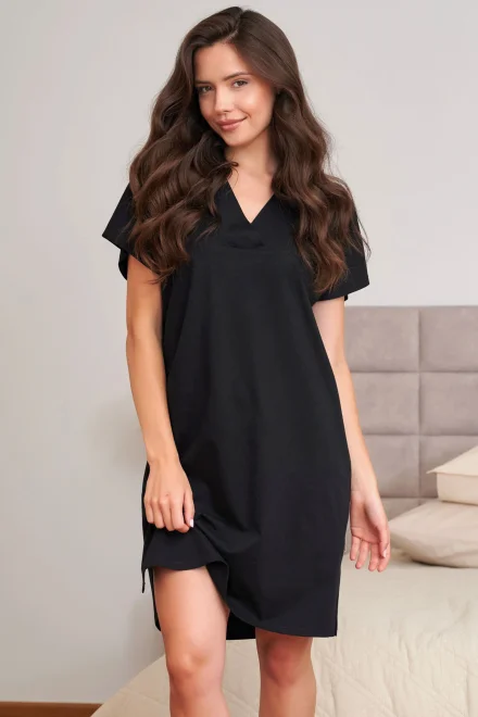 Bavlnená nočná košeľa Noir - Čierna