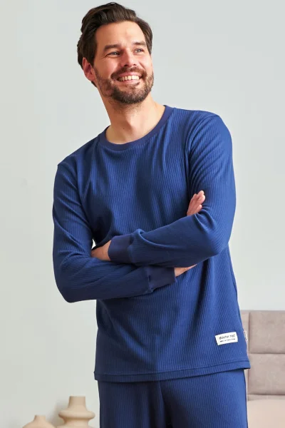 DARBLU Pánské pyžamo 7350 - bavlna - Tmavě modrá