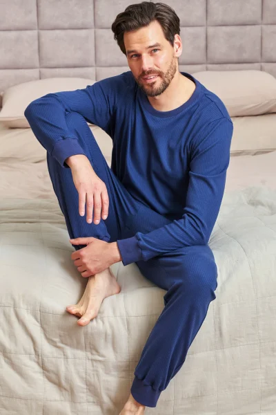 DARBLU Pánské pyžamo 7350 - bavlna - Tmavě modrá