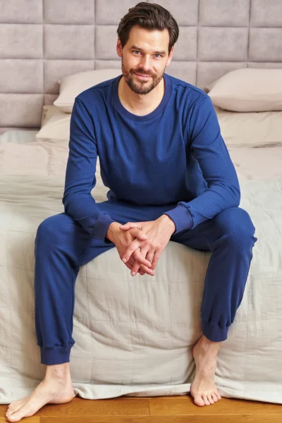 DARBLU Pánské pyžamo 7350 - bavlna - Tmavě modrá