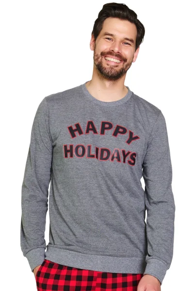 Pánské pyžamo 7344 - bavlna - Šedo-červená