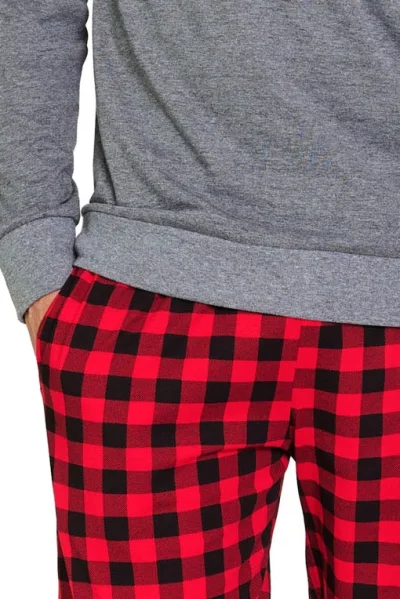 Pánské pyžamo 7344 - bavlna - Šedo-červená