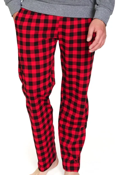 Pánské pyžamo 7344 - bavlna - Šedo-červená