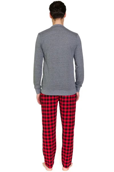 Pánské pyžamo 7344 - bavlna - Šedo-červená