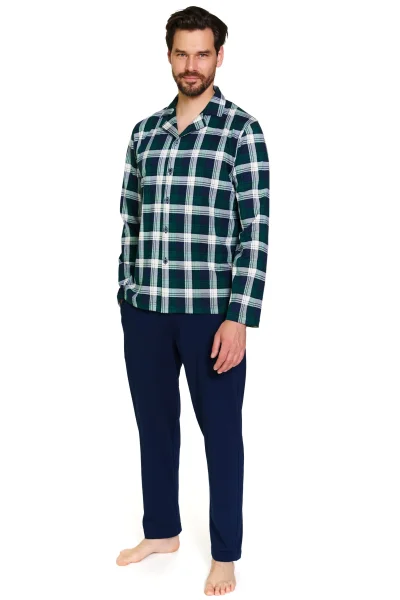 DARGRE Pánské pyžamo 7367 - bavlna - Tmavě zelená