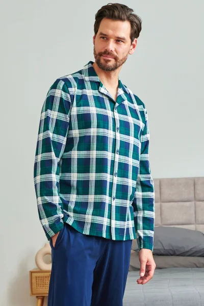 DARGRE Pánské pyžamo 7367 - bavlna - Tmavě zelená