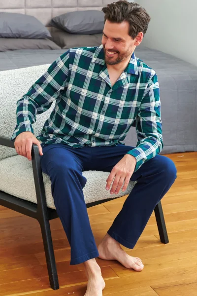 DARGRE Pánské pyžamo 7367 - bavlna - Tmavě zelená