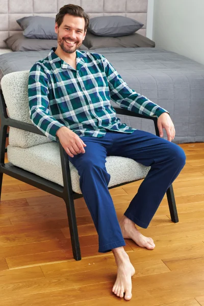 DARGRE Pánské pyžamo 7367 - bavlna - Tmavě zelená