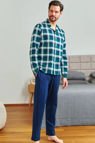 DARGRE Pánské pyžamo 7367 - bavlna - Tmavě zelená