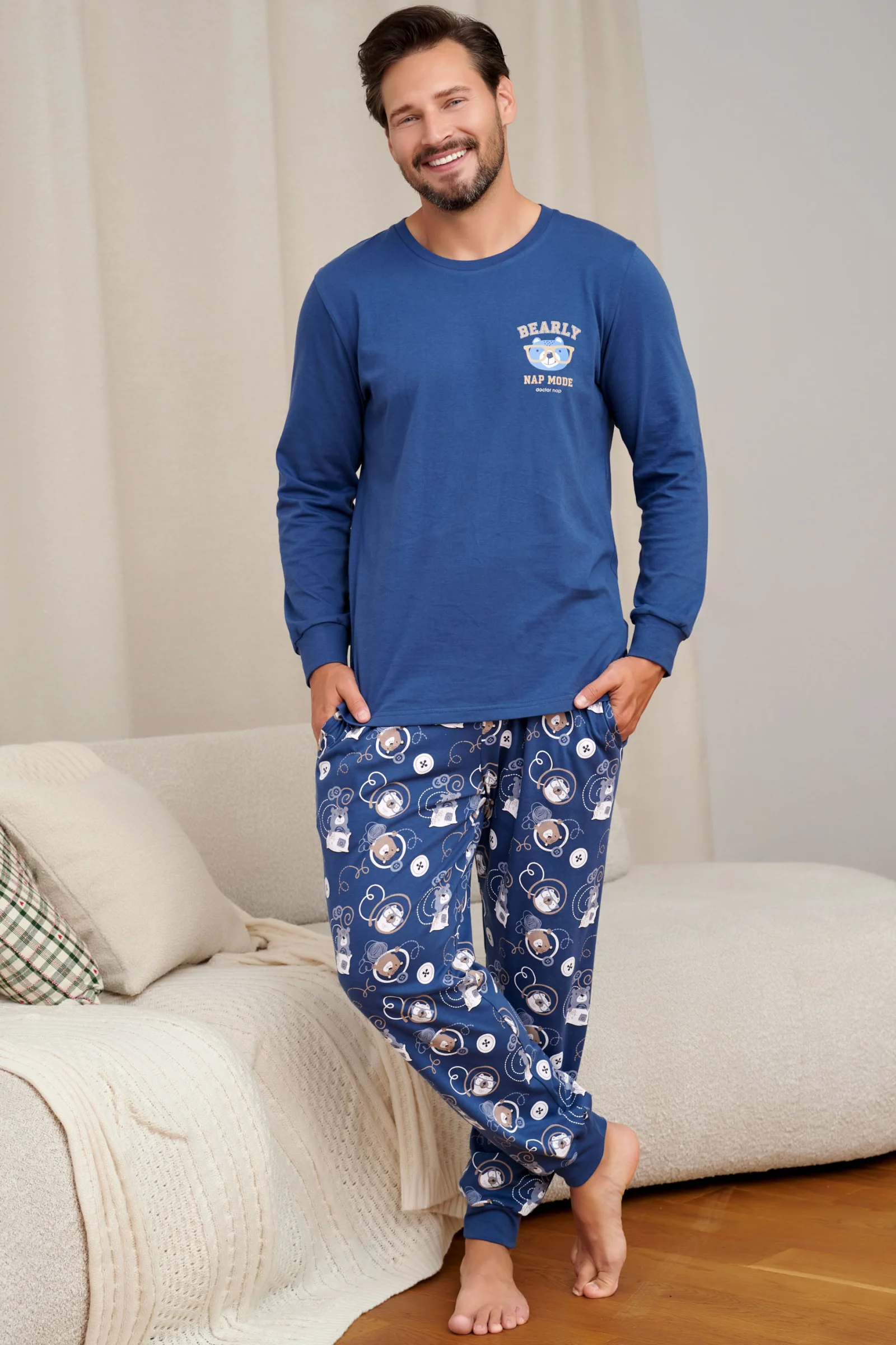 Pánské pyžamo Doctor Nap Nap Mode - bavlna Modrá L