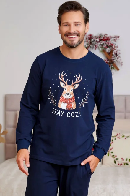 Pánske pyžamo Oh Deer - bavlna - Tmavomodrá
