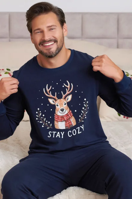 Pánske pyžamo Oh Deer - bavlna - Tmavomodrá