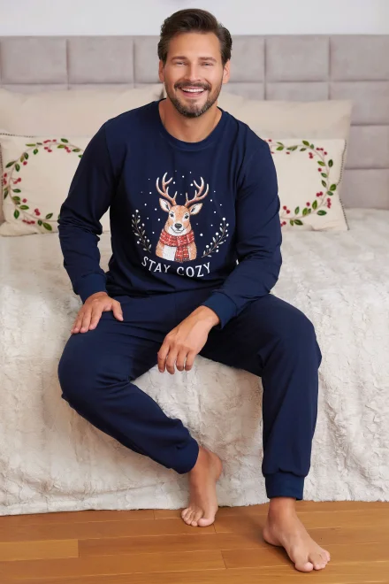 Pánske pyžamo Oh Deer - bavlna - Tmavomodrá