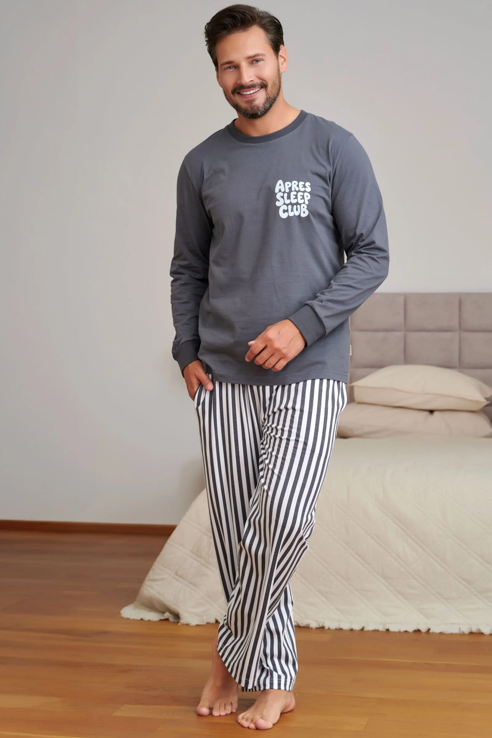 Pánské pyžamo Doctor Nap Apres sleep - bavlna Šedá XL