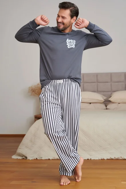 Pánské pyžamo Apres sleep - bavlna - Šedá