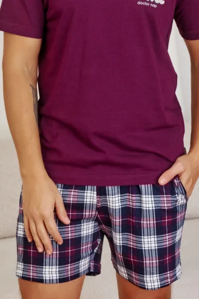 BUR Pánské pyžamo 7201 - bavlna - Vínově-červená