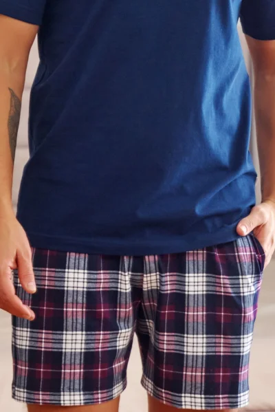 DARBLU Pánské pyžamo 7201 - bavlna - Tmavě modrá