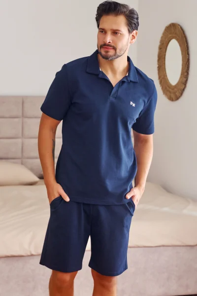 DARBLU Pánské pyžamo 7216 - bavlna - Tmavě modrá