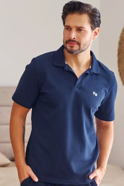 DARBLU Pánské pyžamo 7216 - bavlna - Tmavě modrá