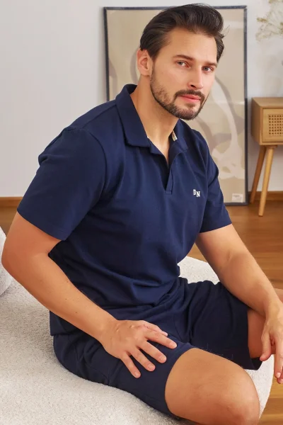 DARBLU Pánské pyžamo 7216 - bavlna - Tmavě modrá