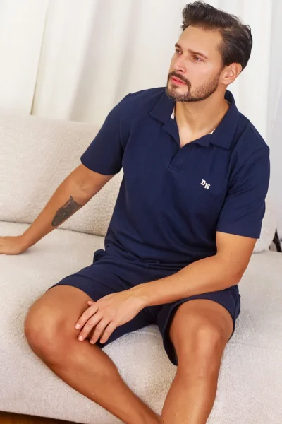DARBLU Pánské pyžamo 7216 - bavlna - Tmavě modrá