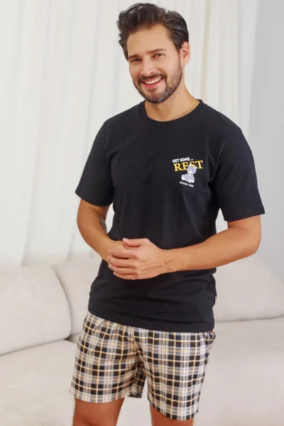 BLA Pánské pyžamo 7231 - bavlna - Černá