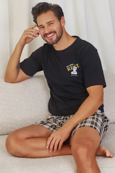 BLA Pánské pyžamo 7231 - bavlna - Černá