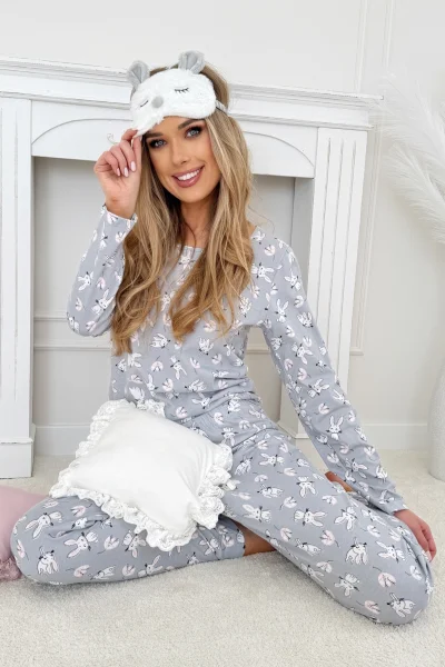 Dámské pyžamo Bunny - bavlna - Šedá