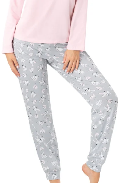 Dámské pyžamo Bunny - bavlna - Růžovo-šedá