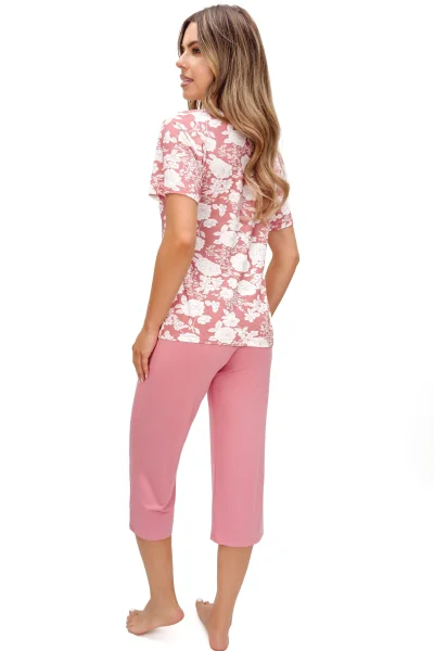 Dámské 3/4 pyžamo Tina - viskóza - Růžovo-bílá