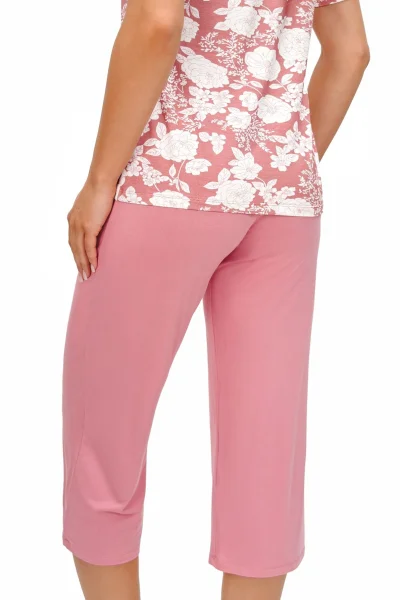 Dámské 3/4 pyžamo Tina - viskóza - Růžovo-bílá