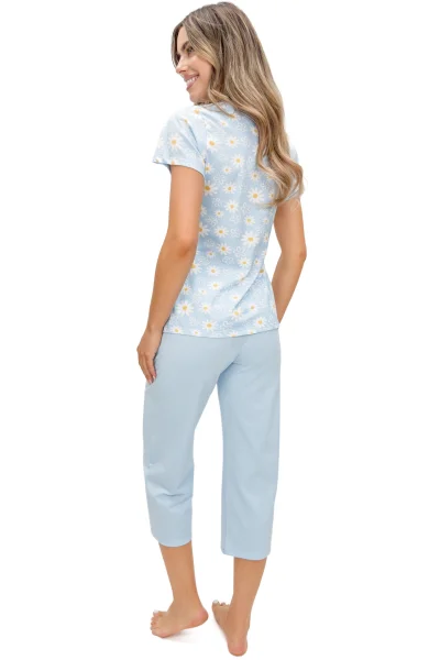 Dámské 3/4 pyžamo Margaret - bavlna - Světle modrá