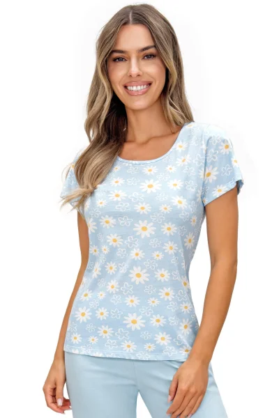 Dámské 3/4 pyžamo Margaret - bavlna - Světle modrá