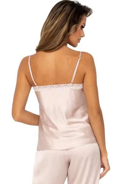 Dámské saténové pyžamo Tiffani - Béžová