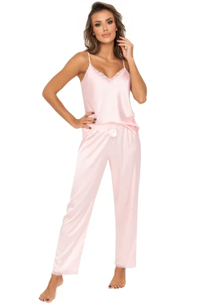 Dámské saténové pyžamo Tiffani - Světle růžová