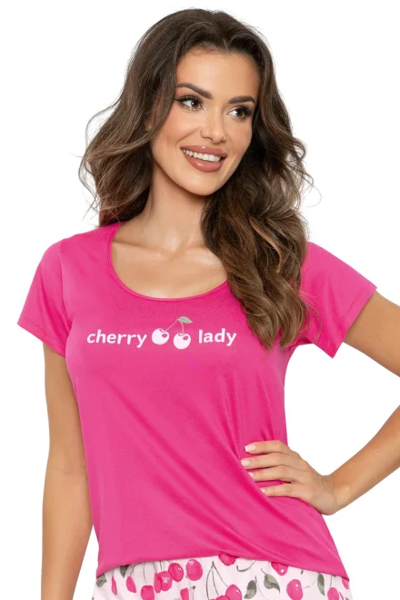 Dámské pyžamo Cherry - bavlna - Fuksiová