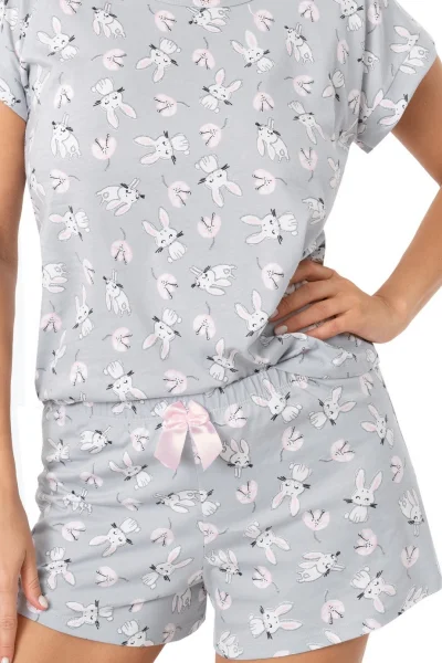 Dámské krátké pyžamo Bunny - bavlna - Šedá