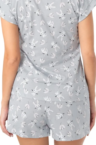 Dámské krátké pyžamo Bunny - bavlna - Šedá