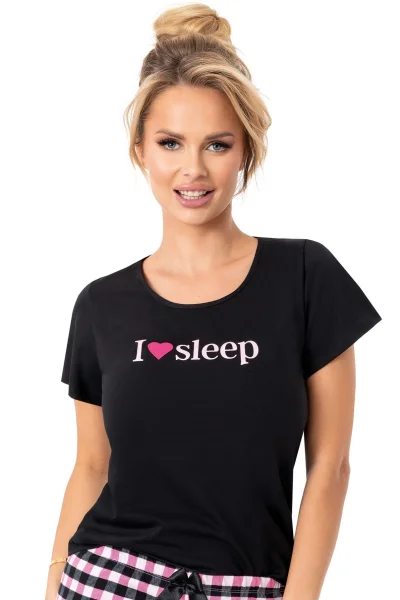 Dámské krátké pyžamo Sleep - bavlna - Černá