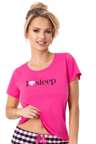 Dámské krátké pyžamo Sleep - bavlna - Fuksiová