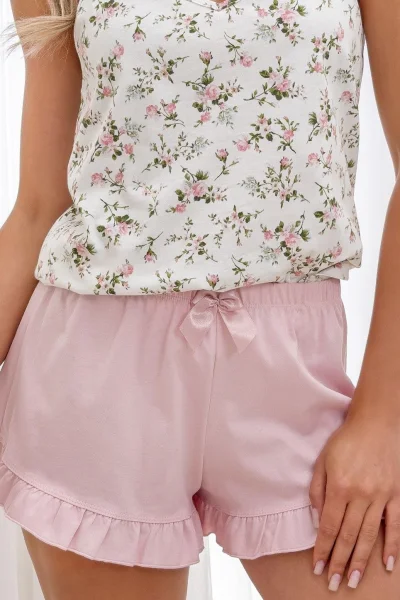 Dámské pyžamo Emilia - na ramínkách - Ecru-růžová