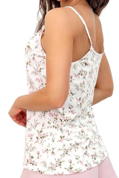 Dámské pyžamo Emilia - na ramínkách - Ecru-růžová